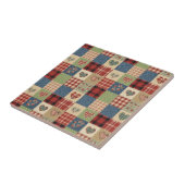 Carreau Cœur de courtepoint de campagne Patchwork Rouge Bl (Côté)