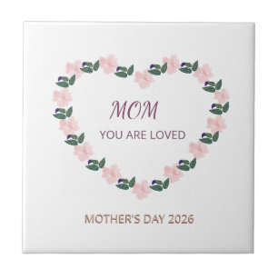 Carreau Cœur de message d'amour de maman de pivoines