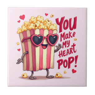 Carreau Cœur de Popcorn Design de la Saint-Valentin Pop