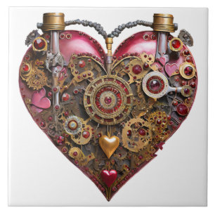 Carreau Cœur de Streampunk Rubis Saint-Valentin