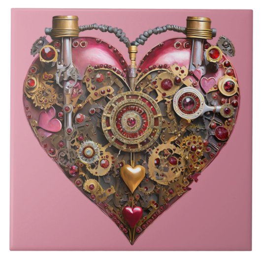 Carreau Cœur de Streampunk Rubis Saint-Valentin (Devant)