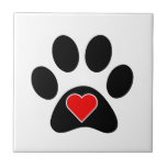 Carreau Coeur d'empreinte de patte de chien<br><div class="desc">Cette conception de coeur d'empreinte de patte de chien est une grande idée de cadeau pour n'importe quel amoureux des chiens.</div>