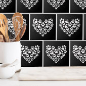 Carreau Coeur Empreinte de patte noir blanc