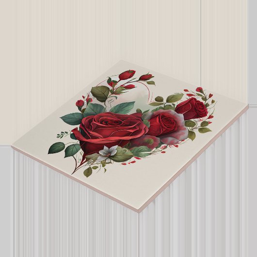 Carreau Cœur et Roses Rouges