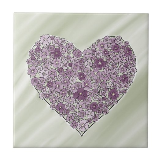 Carreau cœur fleuri violet (Devant)