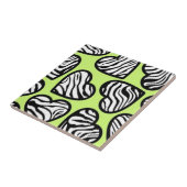 Carreau Coeur mignon vert citron noir blanc zèbre motif (Côté)