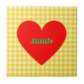 Carreau Coeur rouge Jaune En vichy Saint Valentin (Devant)