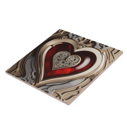 Carreau Coeur Steampunk - Amour mécanique complexe (Côté)
