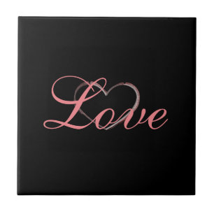 Carreau Coeur tendance Grey Calligraphie Amour Mariage