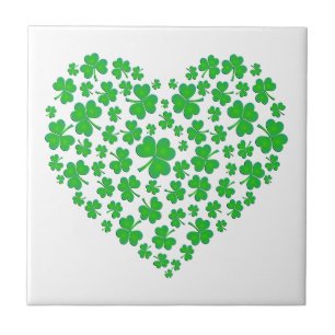 Carreau Coeur vert irlandais de shamrock