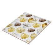 Carreau Coeurs blancs au chocolat Or (Côté)