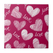 Carreau Coeurs blancs avec script d'amour rouge mignon (Devant)
