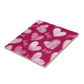 Carreau Coeurs blancs avec script d'amour rouge mignon (Côté)