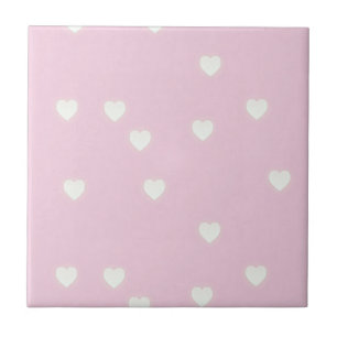 Carreau Coeurs blancs éclatants sur rose