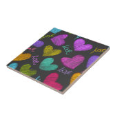 Carreau Coeurs Bleus Vibrants avec script d'amour (Côté)