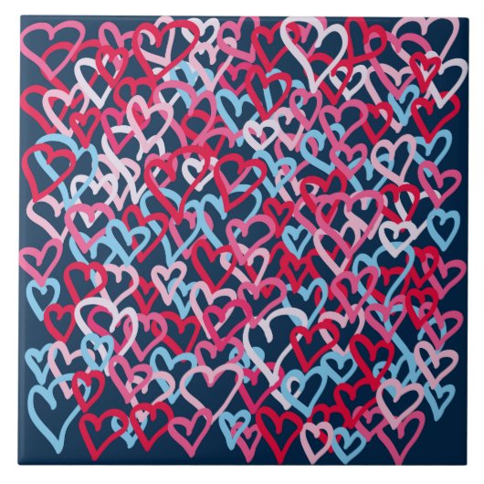 Carreau Coeurs colorés - Style Graffiti (Devant)