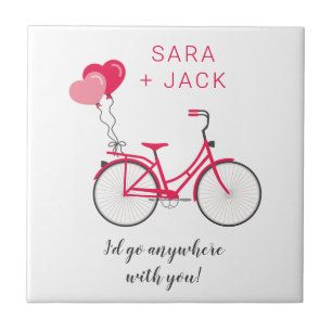 Carreau Cœurs d'amour Bicyclette Saint-Valentin Personnali