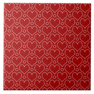 Carreau Coeurs d'amour et motif Pois en rouge et blanc