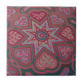 Carreau Coeurs d'art populaire rougeTrivet/Carrelage (Devant)