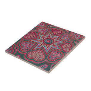 Carreau Coeurs d'art populaire rougeTrivet/Carrelage