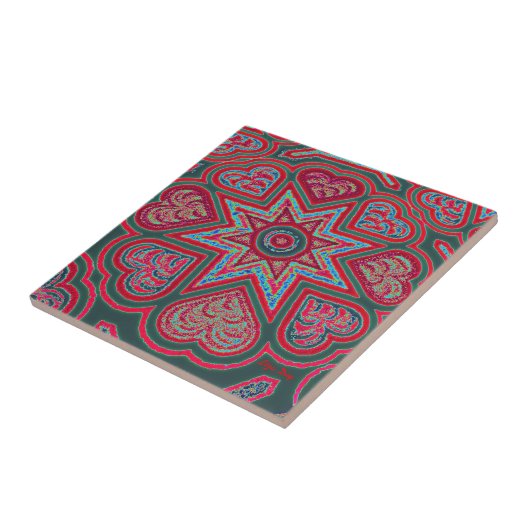 Carreau Coeurs d'art populaire rougeTrivet/Carrelage (Côté)
