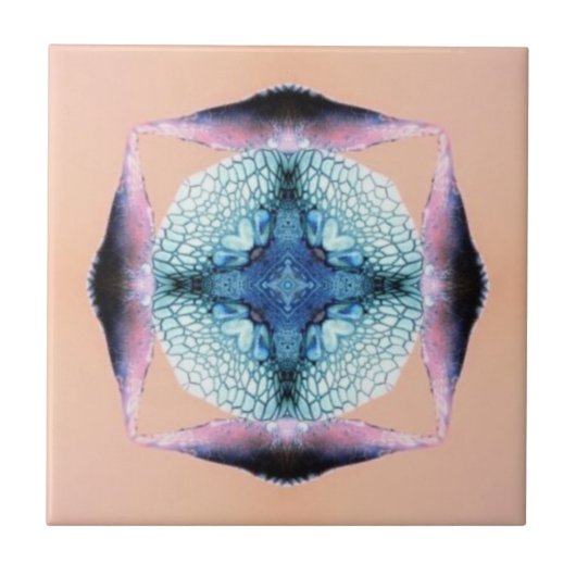 Carreau Coeurs de carré bleu et saumon (Devant)