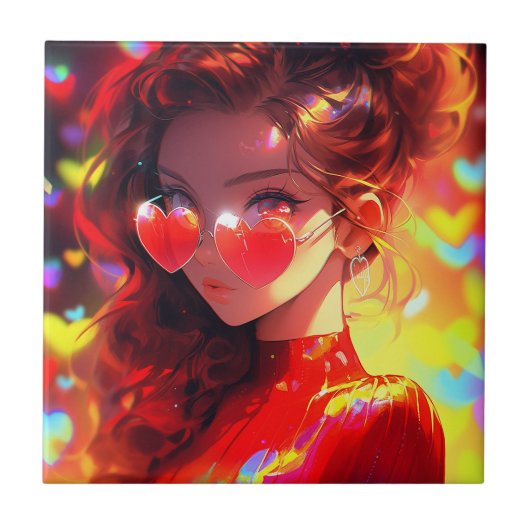 Carreau Coeurs de fille Anime (Devant)