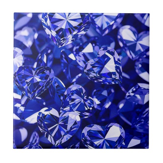 Carreau Coeurs Diamants en cristal bleu (Devant)