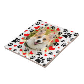 Carreau Coeurs Et Empreintes de pattes Cadre Chien (Côté)