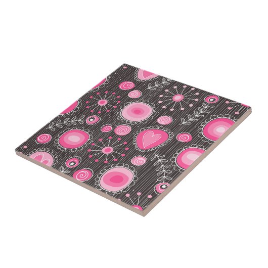 Carreau Coeurs et fleurs rose et bleu Whimsical (Côté)