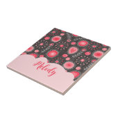 Carreau Coeurs gris-blanc et fleurs nom floral (Côté)