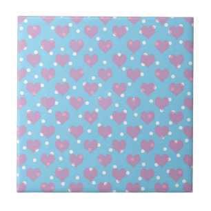 Carreau Coeurs roses et pois blancs
