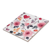 Carreau Coeurs roses et Rose (Côté)