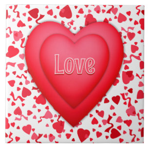 Carreau Coeurs rouges et Confetti personnalisé