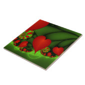 Carreau Coeurs rouges Lime vert Moderne Art Abstrait fract (Côté)