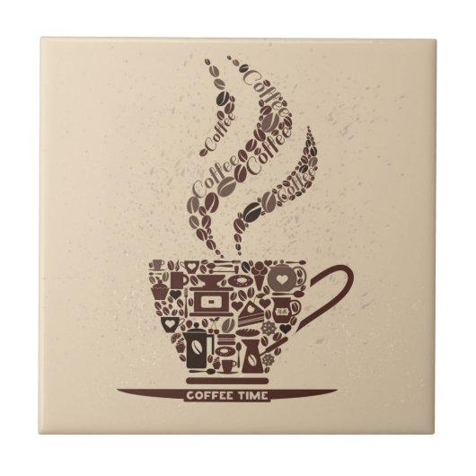 Carreau Coffee Cup Art pour votre cuisine (Devant)