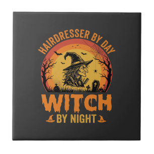Carreau Coiffeur de jour Sorcière de nuit Design Halloween