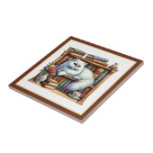 Carreau Coin de lecture mignon chat bibliothèque amateurs (Côté)
