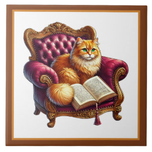 Carreau Coin de lecture mignon pour chat amateurs de livre