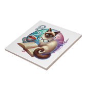 Carreau Coin lecture chat mignon bibliothèque amateurs de  (Côté)