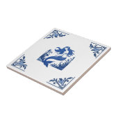 Carreau Coins floraux bleus et blancs de sirène Delft (Côté)