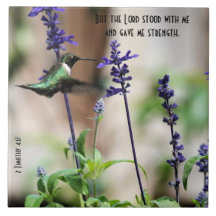 Colibri à Fleur avec Verset d'écriture