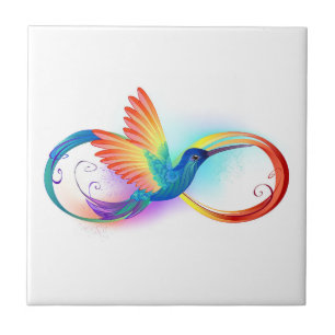 Carreau Colibri arc-en-ciel avec symbole Infinity