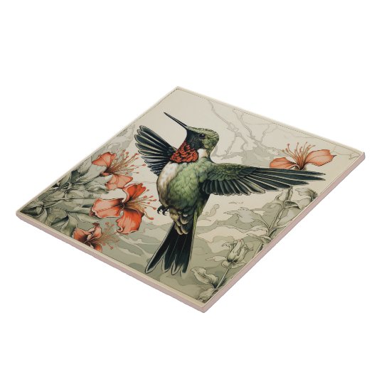 Carreau Colibri volant à gorge rubis (Côté)