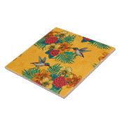 Carreau Colibris et bouquet tropical en jaune (Côté)