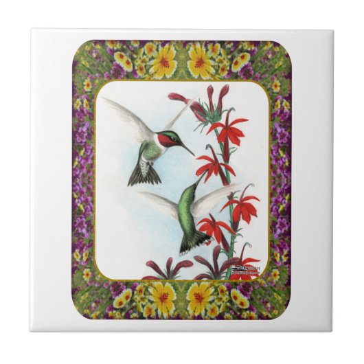 Carreau Colibris et fleurs #5 (Devant)