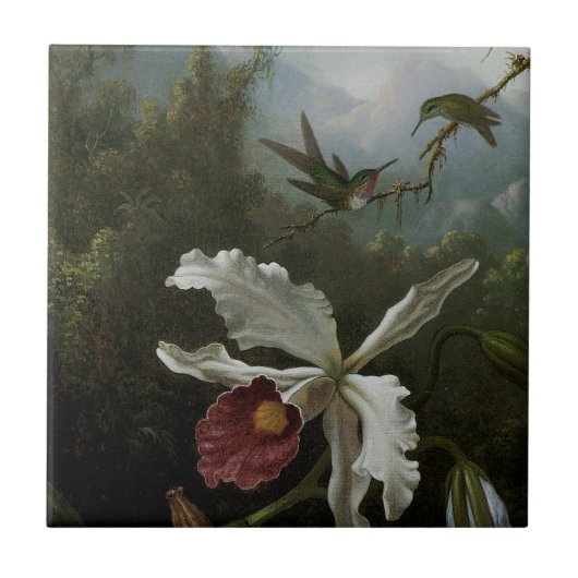 Carreau Colibris et orchidée blanche par Martin J. Heade (Devant)