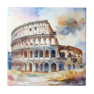 Carreau Colisée de Rome, Italie, en aquarelle
