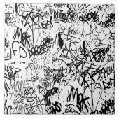 Carreau Collage Abstrait de graffiti noir et blanc (Devant)