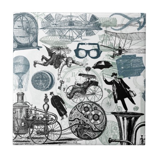 Carreau Collage Colorized de Steampunk (Devant)